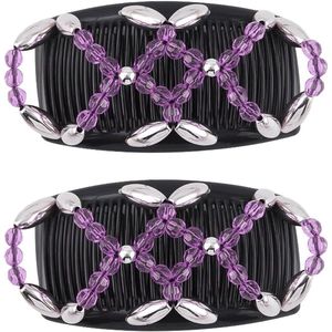 Allecto plus - Elastische magische haarkam, 2 stuks, voor dik fijn haar, paars