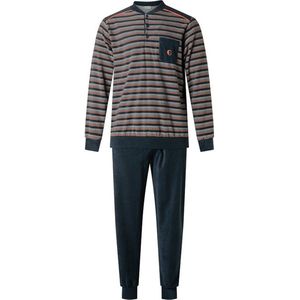 Gentlemen - Badstof Heren pyjama - Blauw Gestreept - Maat L