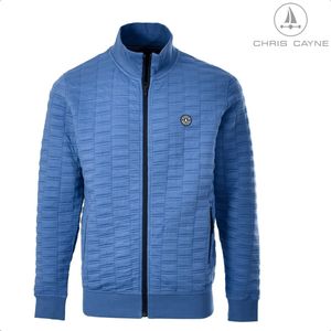 Chris Cayne heren vest - maat L - blauw - groter structuur patroon - vest met rits - steekzakken met rits