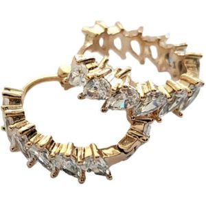 Diamond Baget Hoop Earrings Gold 18K