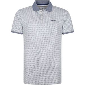 State of Art - Polo Print Grijs Blauw - Modern-fit - Heren Poloshirt Maat M