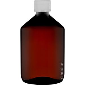 Lege Plastic Fles Apothekersfles 500 ml PET Amber bruin - met verzegeldop - set van 10 stuks - navulbaar - leeg