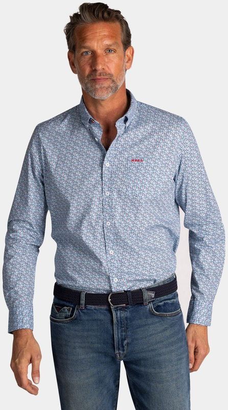 NZA - Blauw katoenen stretch overhemd