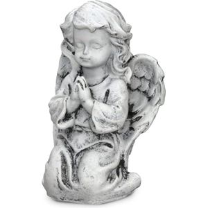 Stijlvolle engel als decoratief figuur voor binnen en buiten - bidden engelfiguur als beschermengel & gravengel - weerbestendige engelfiguur aan het graf 16 cm groot - rouwsculptuur als grafversiering