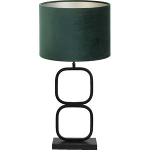 Light & Living Tafellamp Lutika/Velours - Zwart/DutchGreen - Ø30x67cm -