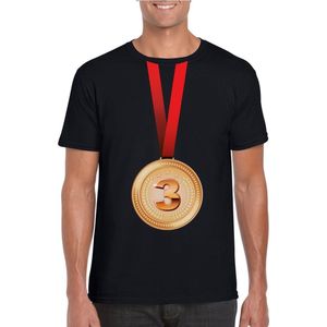 Bronzen medaille kampioen shirt zwart heren - Winnaar shirt Nr 3