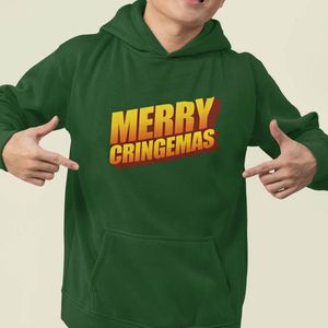 Foute Kerst Hoodie Groen Merry Cringemas XS