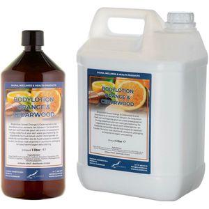 Bodylotion Sweet Orange & Cedarwood 1 Liter - hervulbaar + Jerrycan 5 liter navulling