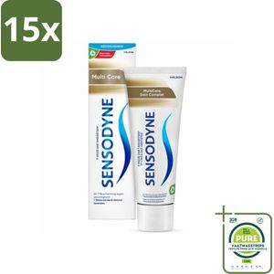 15 x Sensodyne - Tandpasta - MultiCare - Complete Tandverzorging - 75 ml - Grootverpakking - Tandpasta Gevoelige Tanden - Tandplak Verwijderen - Tandglazuur Versterken - Gevoeligheid Tanden - Mondverzorging
