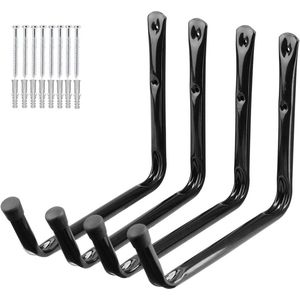 Giant Garage Storage Hook 32CM- Heavy Duty Utility Hanging Rack for SurfboardLadderKayak - 4 Pack Black