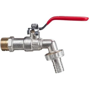 1/2 inch kogelkraan messing vernikkeld - rood - tuin - regenton - vorstbestendige buitenkraan