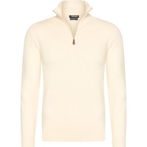 YVES ENZO Half Zip Heren sweater - Schipperstrui met rits - Coltrui Heren - Heren Trui - Maat XL - Wit