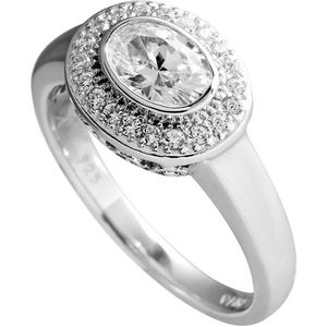 Diamonfire - Zilveren ring met steen Maat 16.0 - Ovale steen - Rondom gezet