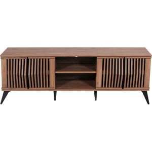 TV-rek MCW-M45, TV-tafel lowboard kast, 3D design opbergvakken 55x166x41cm, bruin