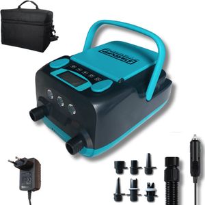Stardupp Elektrische SUP Board Pomp 20 PSI | Oplaadbare Accu (Powerbank) | Tot wel 4 SUP Boards Oppompen & Leegpompen op 1 Acculading | LCD Drukweergave | 12V Auto Stekker & Netstroom Adapter | USB Output voor Mobiel/Tablets