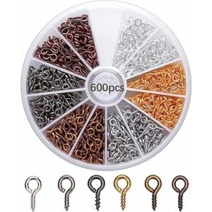 600 Stuks - Schroefhaken - Schroef Haak - Schroefogen - Lengte 8 mm - Ophanghaken - Schroefhaak - Muurhaak - Ophanghaken met Schroefbevestiging