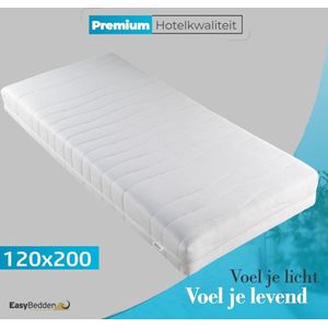 Easy Bedden - 120x200 - 20 cm dik - 7 zones - Koudschuim HR45 Matras - Afritsbare hoes - Premium hotelkwaliteit - 100 % veilig
