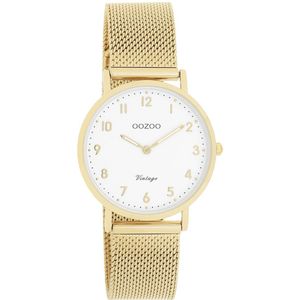 Goudkleurige OOZOO horloge met goudkleurige metalen mesh armband - C20347
