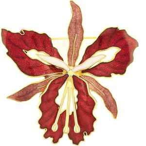 Behave® Dames broche bloem rood - emaille sierspeld -  sjaalspeld