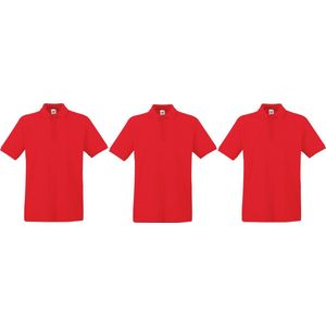 3-Pack rood polo shirt premium van katoen voor heren - Polo t-shirts voor heren