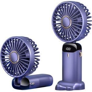Handventilator - Draagbare Ventilator Oplaadbaar - Tafelventilator Draadloos - Mini Fan - 5 Standen - paars