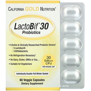 Lactobif Probiotica / 30 (!) miljard CFU per capsule / vegetarisch / 60 stuks / geen koeling nodig / Ideaal voor onderweg / darmondersteuning / gezonde darmflora / verminderde spijsverteringsstoornissen / 60-daagse kuur