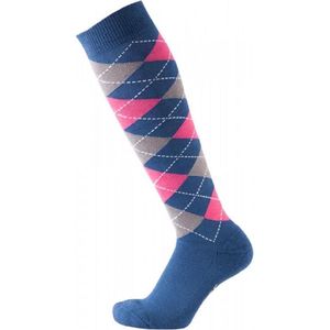 Pfiff sokken - Ruitersokken Donkerblauw - Grijs - Roze - Sportsokken - Paardrijden - Unisex sokken - Kniesokken - Maat 34-36