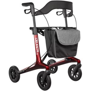 Celeste Carbon Rollator - Ultra Lichtgewicht 5,3 kg - Rood - Dempingsbanden- Luxe afsluitbare tas