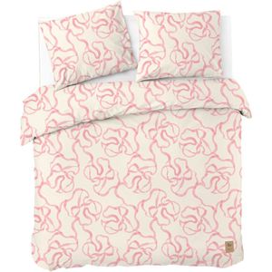 Dindi Home - Dekbedovertrek - Off White / Roze - 200x220 - 100% Katoen