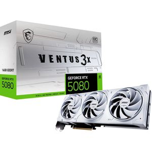 MSI NVIDIA GeForce RTX 5080 16 GB VENTUS 3X OC WHITE - Videokaart - 16GB - GDDR7 - PCIe 5.0 - 1x HDMI 2.1b - 3x DisplayPort 2.1b