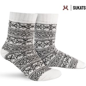 Sukats® Huissokken - 2 Paar - Maat 35-38 - Wit - Dames Huissokken - Warme Sokken - Wollen Sokken - Slofsokken - Bedsokken - Meerdere Maten en Varianten