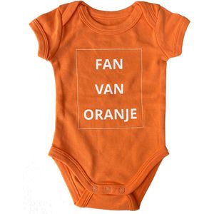 Oranje rompertje van biologisch katoen - 3-6 maanden - Fairtrade - Fan van Oranje - With a touch of Rose