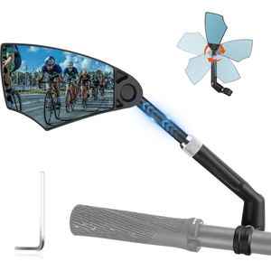 Fietsspiegel voor e-bike, achteruitkijkspiegel, inklapbaar, voor stuur 20-23 mm, intrekbaar en 360 graden verstelbaar, verblindingsbescherming, spiegel voor e-bikes MTB (links)