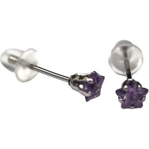 Aramat Jewels - Zirkonia Zweerknopjes Ster - Oorbellen Paars - Chirurgisch Staal 4mm - Modieuze Sieraden - Cadeau - Voor Haar - Stijlvolle Accessoires