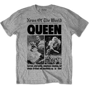 Queen - News Of The World 40th Front Page Heren T-shirt - XXL - Grijs