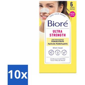 Bioré – Ultra Diep Reinigende Poriestrips – Poriestrips – 6 strips - Bulkverpakking - 10 stuks