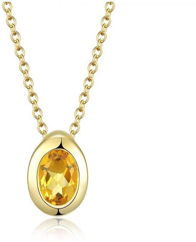 Quinn - Halsketting - Goud - 585/- 14 Karaat - Citrien - Ovaal