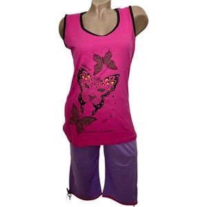 Dames Pyjama Set - Roze/Paarse - Met Driekwart Broek