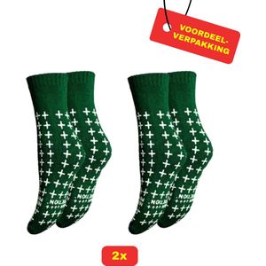 Anti Slip Sokken - Maat 39-42 - Groen - 2x1 paar voordeelverpakking