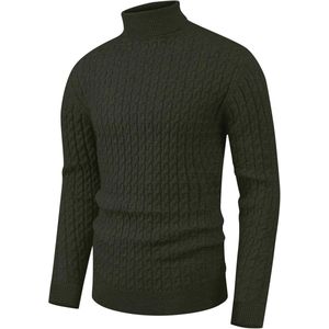 Slim Fit Schildpadhals Herentrui - Gedraaide Gebreide Trui - Effen Kleur - Warme Lange Mouwen - Wintermode XL