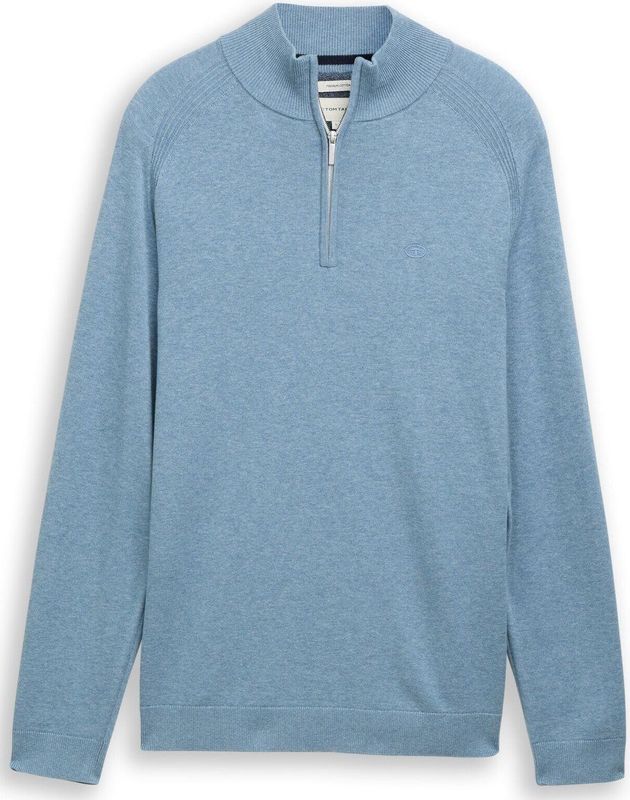 Tom Tailor - Schipperstrui - Faded Blue Mêlee - Met Geborduurd Logo