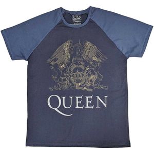 Queen - Crest Heren T-shirt - 2XL - Blauw