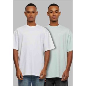 Urban Classics - Tall 2-pack Heren T-shirt - 3XL - Mintgroen/Wit