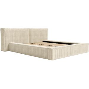 PASCAL MORABITO Bed met opbergruimte 180 x 200 cm - Ribfluweel met brede ribbels - Beige - TIMANO II van Pascal Morabito L 246 cm x H 90 cm x D 252 cm