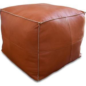 Poufs&Pillows vierkante poef - Bruin - Handgemaakt en duurzaam - 45x45x40 - Gevuld geleverd en klaar voor gebruik - Heerlijk voetenbankje