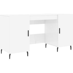 vidaXL Bureau - 140x50x75 cm - Hoogglans Wit Bureau - Industrieel Bureau - Houten Bureau - Witte Bureau - Compact Bureau - Studentenkamer - Kantoor - Werkplek