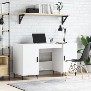 vidaXL Bureau - 140x50x75 cm - Hoogglans Wit Bureau - Industrieel Bureau - Houten Bureau - Witte Bureau - Compact Bureau