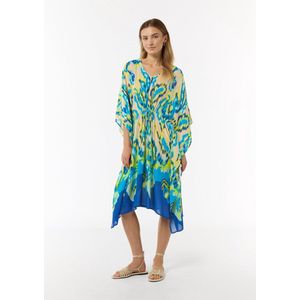 COMMA - Strandjurk - Blauw - Viscose - 3/4 Lengte - Wijde Pasvorm