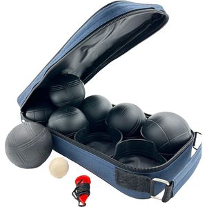 Jeu de boules set - zwart staal - 8 kogels - incl. draagtas