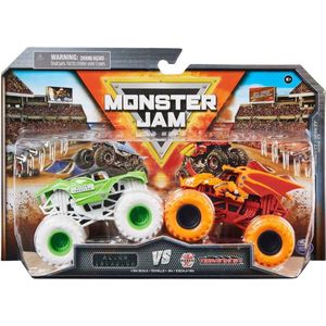 Hot Wheels Monster Jam truck double down 2-pack- Alien Inavsion & Bakugan Dragonoid - monstertruck 9 cm schaal 1:64